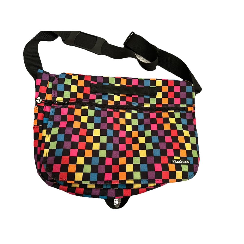 Yak Pak Crossbody Messenger Bag Multi-Color‎ Checkerboard Bag